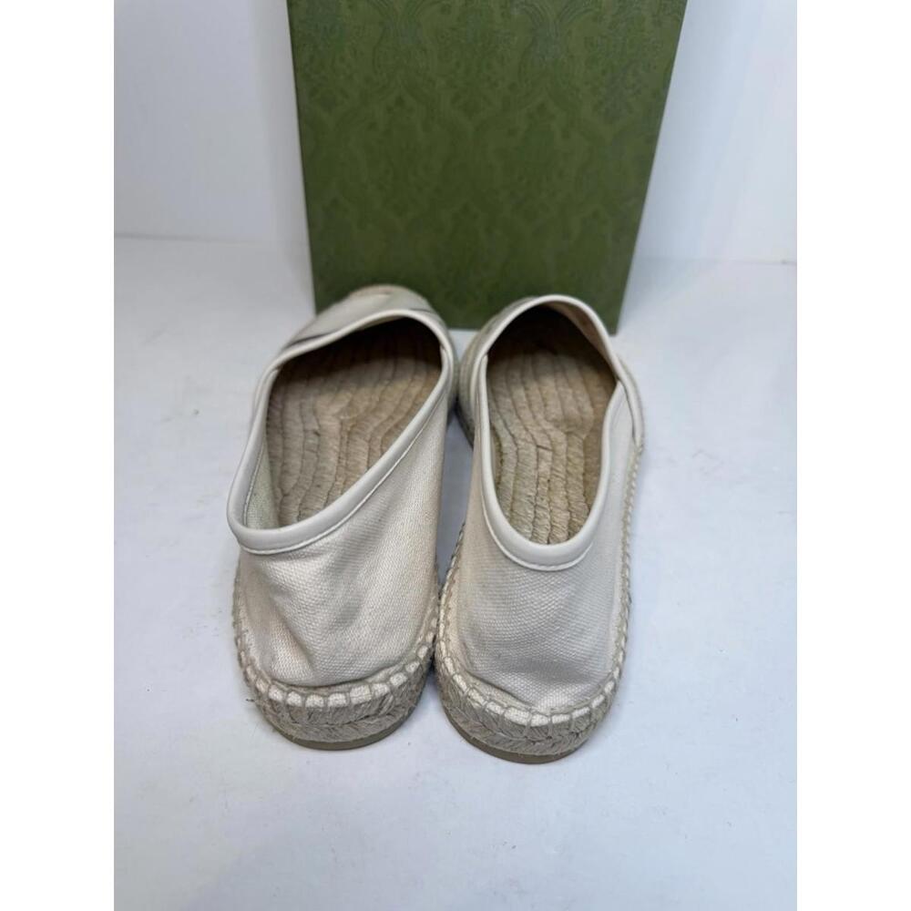 Gucci GG Logo Canvas Espadrilles Beige Green Red Stripe Men EU 42 New Box - Picture 3 of 6